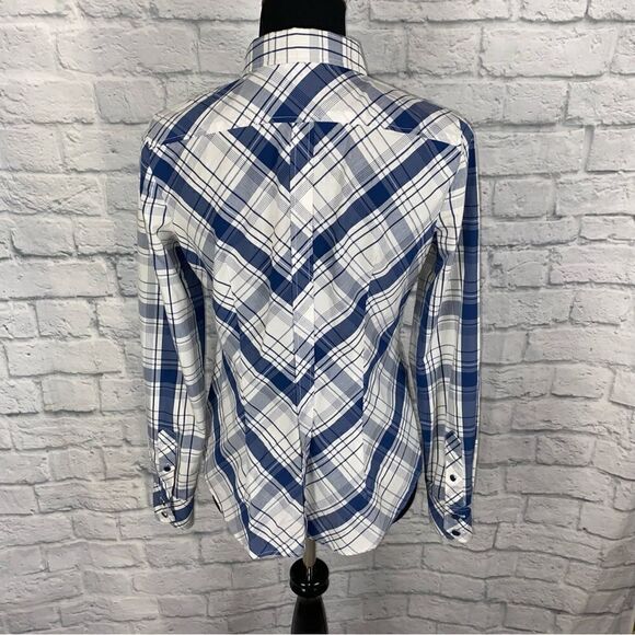 New York & Co stretch Longsleeve cotton blend button down top sz Small - Picture 9 of 9